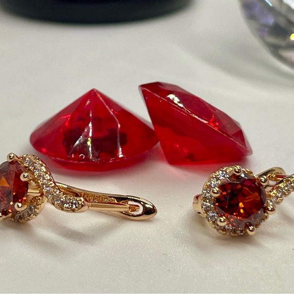 2.46ct Sapphire Earrings Rolled 14k ORANGE & WHITE - Picture 10 of 11